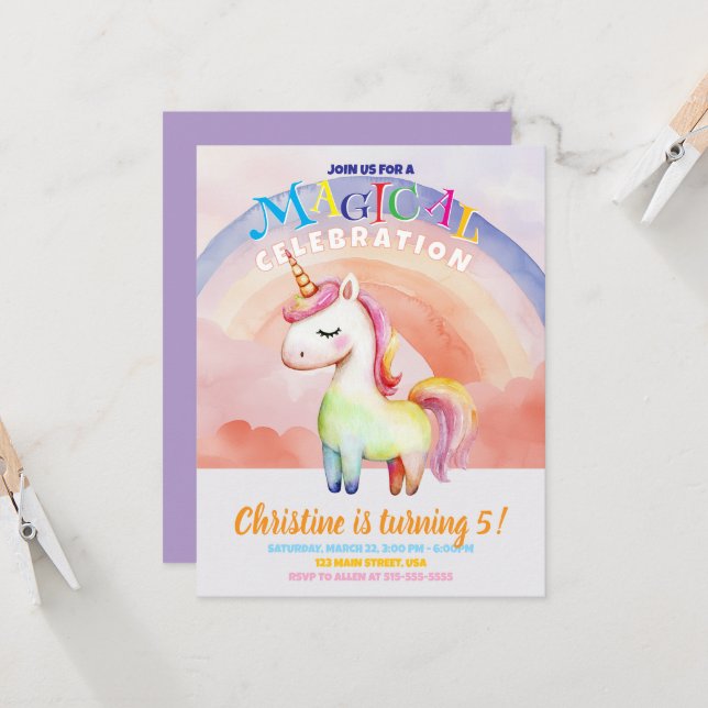 Rainbow Unicorns Flat Card (Front/Back In Situ)