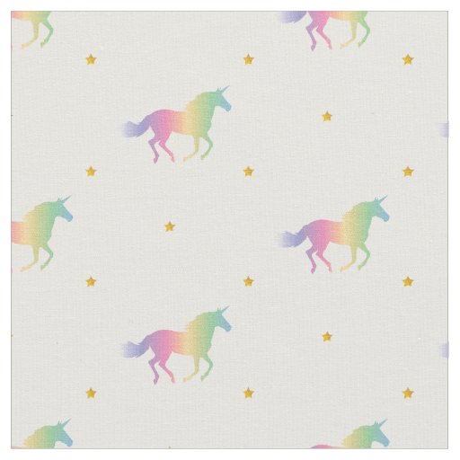 Rainbow Unicorns & Gold Stars Pattern Fabric