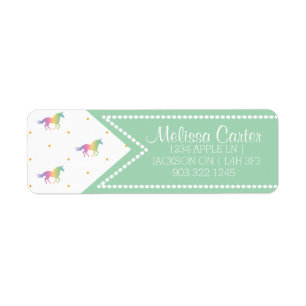Rainbow Unicorns & Gold Stars Pattern Label