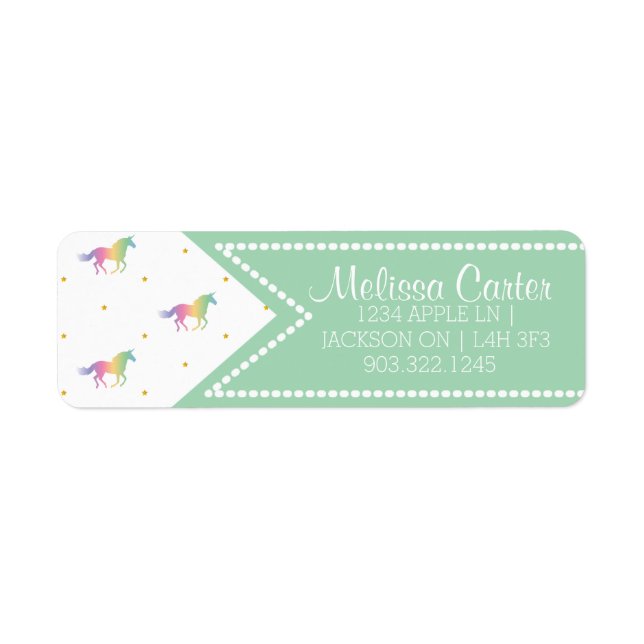 Rainbow Unicorns & Gold Stars Pattern Label (Front)