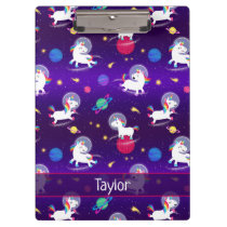 Rainbow Unicorns In Space Purple Ombre Clipboard