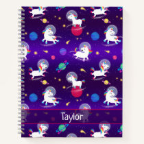 Rainbow Unicorns In Space Purple Ombre Notebook