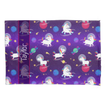 Rainbow Unicorns In Space Purple Ombre Pillow Case