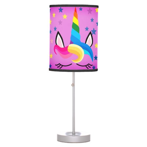 Rainbow Unicorns In The Clouds Table Lamp