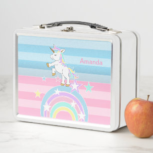 Rainbow Unicorns Metal Lunch Box