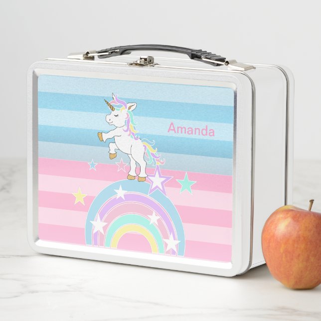 Rainbow Unicorns Metal Lunch Box (In Situ)
