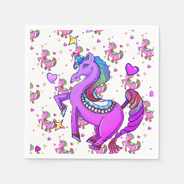 Rainbow Unicorns Napkins (Front)