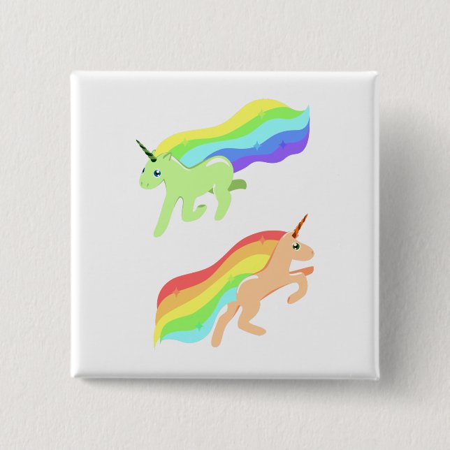 Rainbow Unicorns Pinback Button (Front)