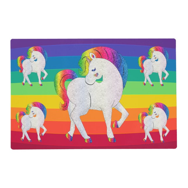 Rainbow Unicorns Place Mats Placemats (Front)