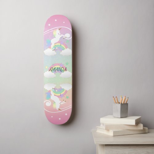 Rainbow Unicorns Skateboard