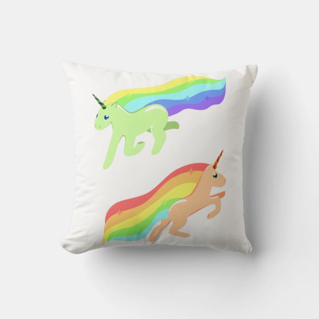 Rainbow Unicorns Throw Pillow (Front)