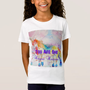 Rainbow Unique Unicorn Watercolor Girls T Shirt