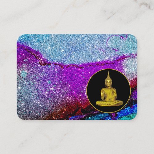  Rainbow Universe Glitter Meditation Buddha Business Card