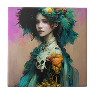 Rainbow Urchin 2 Fantasy Sci-Fi Ceramic Tile