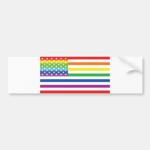 Rainbow US Flag LGBT Pride Bumper Sticker