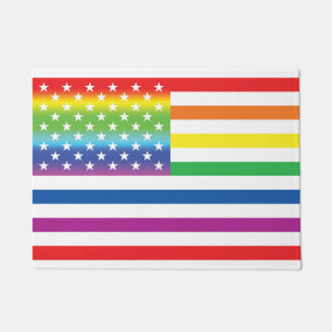 Rainbow US Flag LGBT Pride Doormat