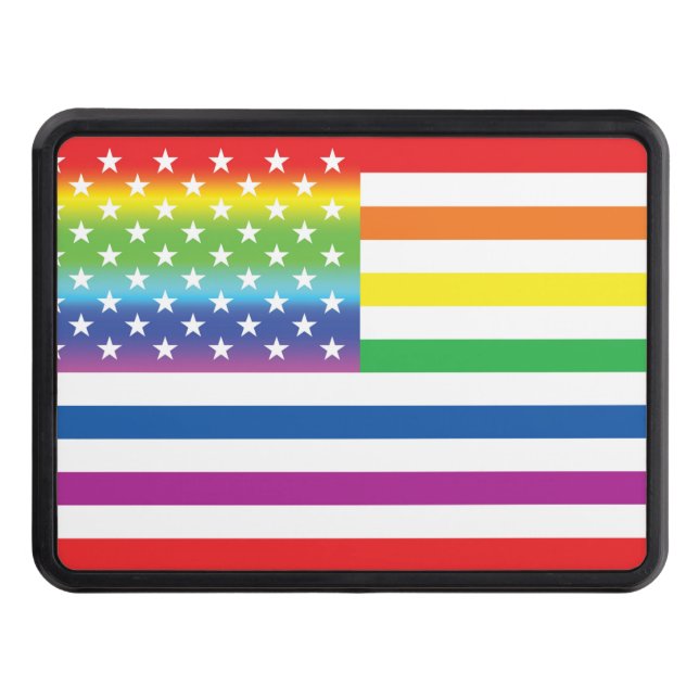Rainbow US Flag LGBT Pride Hitch Cover (Front)