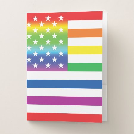 Rainbow Us Flag Lgbt Pride Pocket Folder