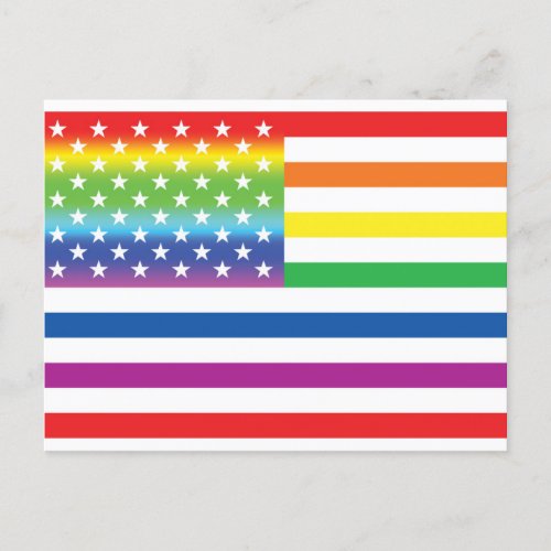 Rainbow US Flag LGBT Pride Postcard