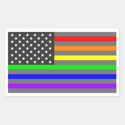 Rainbow US flag Sticker