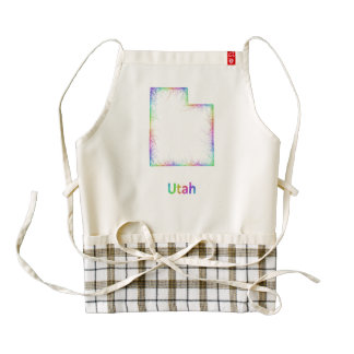 Rainbow Utah map Zazzle HEART Apron