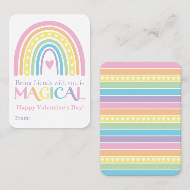Rainbow Valentine, Custom Classroom Valentine Note Card (Front/Back)