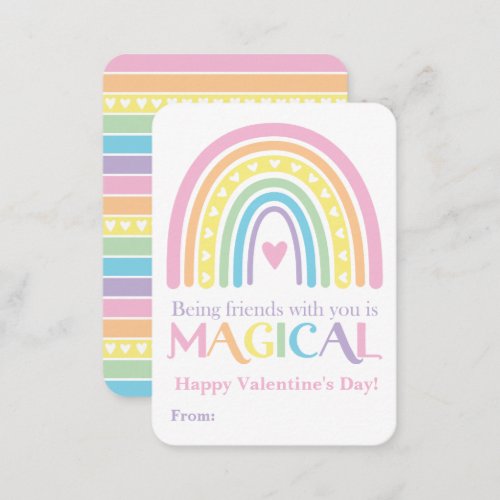 Rainbow Valentine Custom Classroom Valentine Note Card