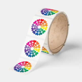 Rainbow Valentine Hearts in a Circle Classic Round Sticker