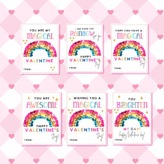 Rainbow Valentine's Day Kids Classroom cards
