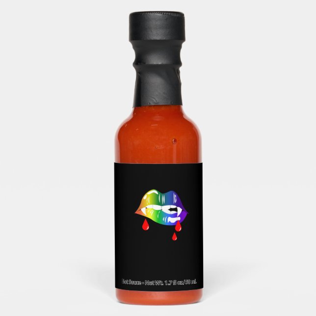 Rainbow Vampire Lips Biting - LGBT Pride T-Shirt Hot Sauces (Front)