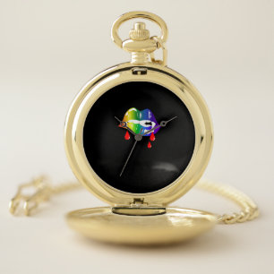 Rainbow Vampire Lips Biting - LGBT Pride T-Shirt Pocket Watch