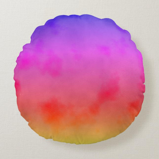 Rainbow Vapor Round Pillow (Front)