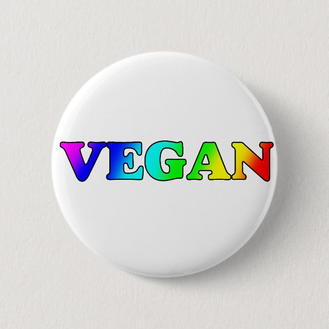 Rainbow Vegan Pinback Button (Front)