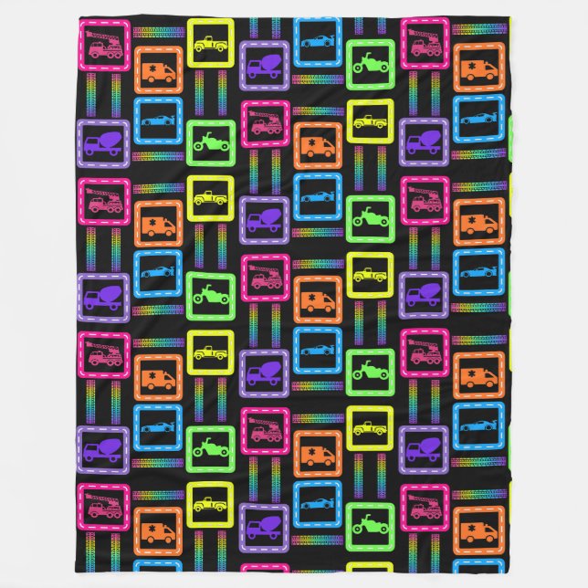Rainbow vehicles blacket fleece blanket (Front)