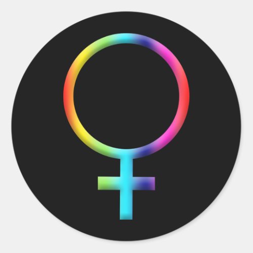 Rainbow Venus Symbol Astrology Zodiac Planet Sign Classic Round Sticker