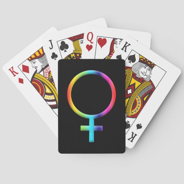 Rainbow Venus Symbol Astrology Zodiac Planet Sign Poker Cards (Back)