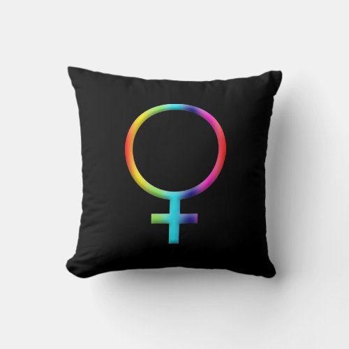 Rainbow Venus Symbol Astrology Zodiac Planet Sign Throw Pillow