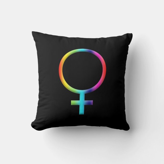 Rainbow Venus Symbol Astrology Zodiac Planet Sign Throw Pillow (Front)