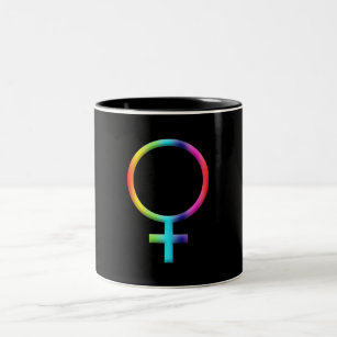 Rainbow Venus Symbol Astrology Zodiac Planet Sign Two-Tone Coffee Mug