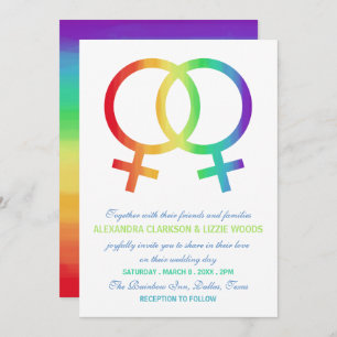 Rainbow Venus Symbol Lesbian Wedding Invitation
