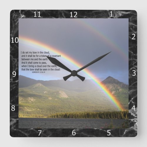 RAINBOW VERSES  SQUARE WALL CLOCK