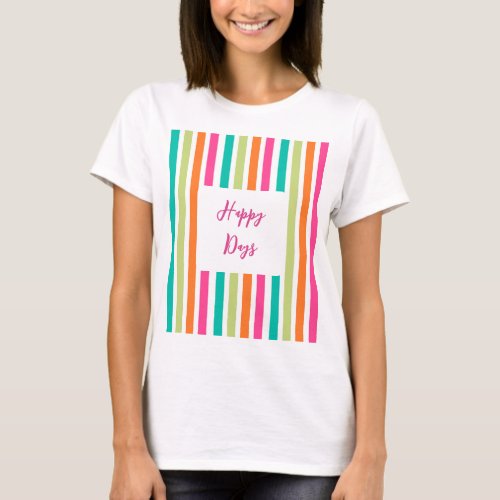 Rainbow vertical stripes colorful retro happy days T_Shirt