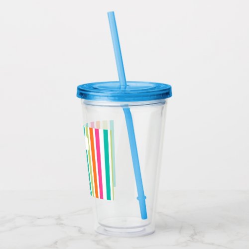 Rainbow vertical stripes colorful retro multicolor acrylic tumbler