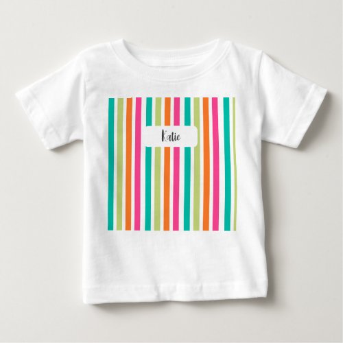 Rainbow vertical stripes colorful retro multicolor baby T_Shirt