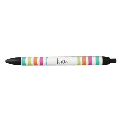 Rainbow vertical stripes colorful retro multicolor black ink pen