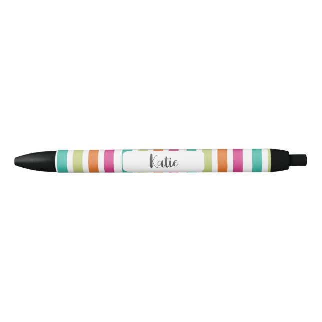 Rainbow vertical stripes colorful retro multicolor pen (Front)