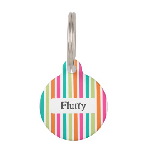 Rainbow vertical stripes colorful retro multicolor pet ID tag