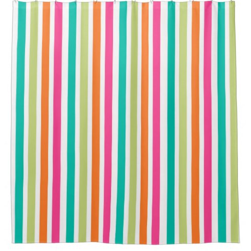 Rainbow vertical stripes colorful retro multicolor shower curtain