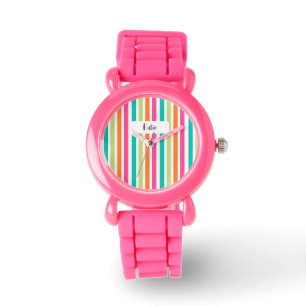 Rainbow vertical stripes colorful retro multicolor watch