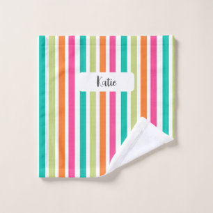 Rainbow vertical stripes colorful retro wash cloth